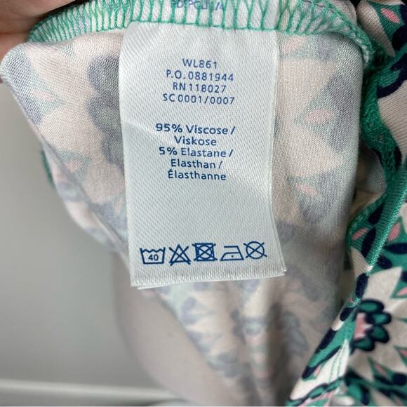 Boden Green White Pink Geometric Floral Knit Fit & Flare Dress 6 - Picture 6 of 7